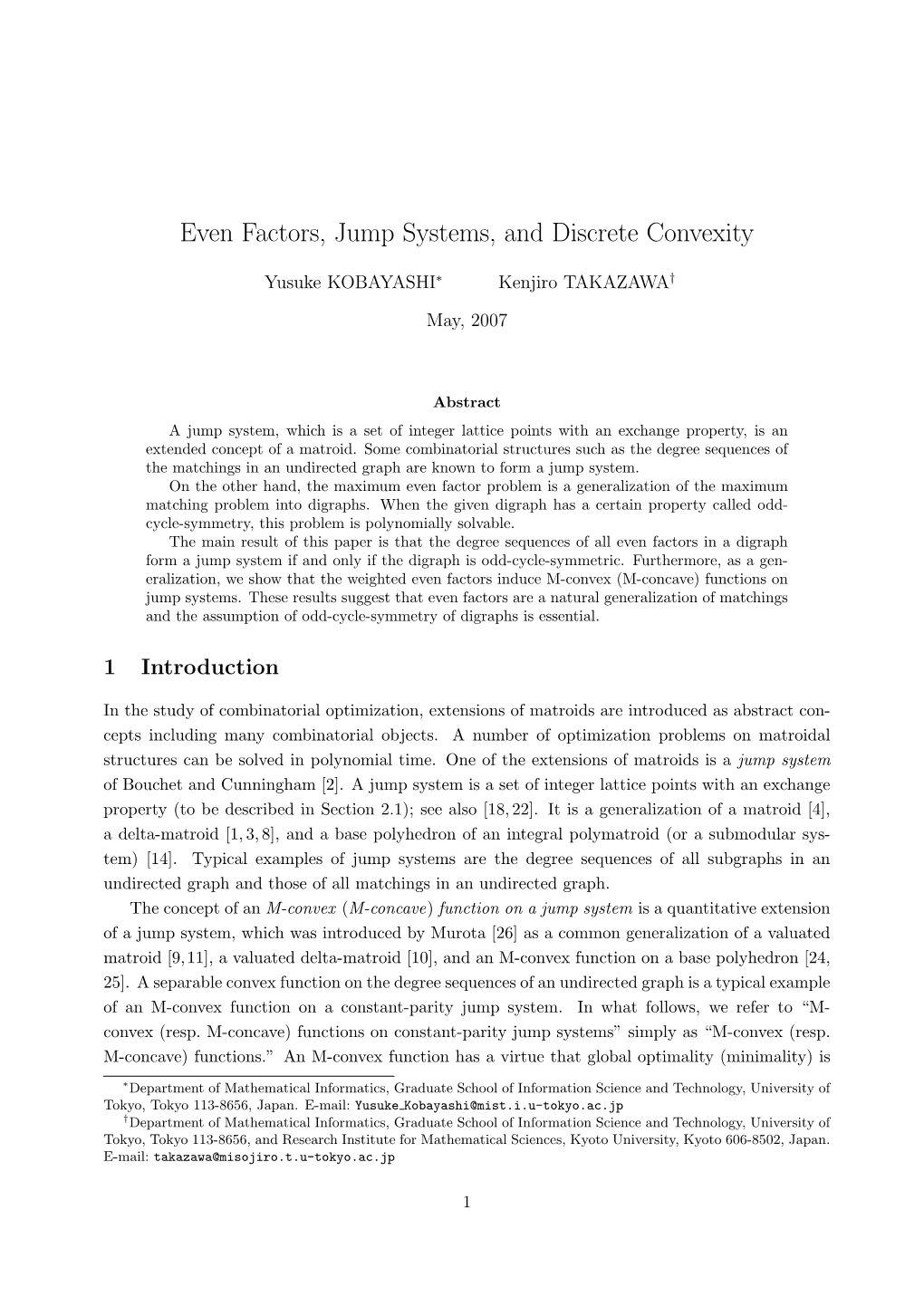 Even Factors, Jump Systems, and Discrete Convexity