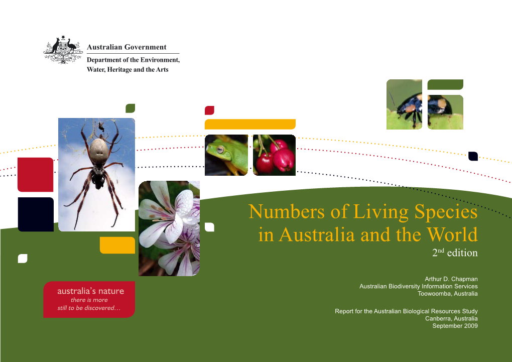 Number of Living Species in Australia and the World