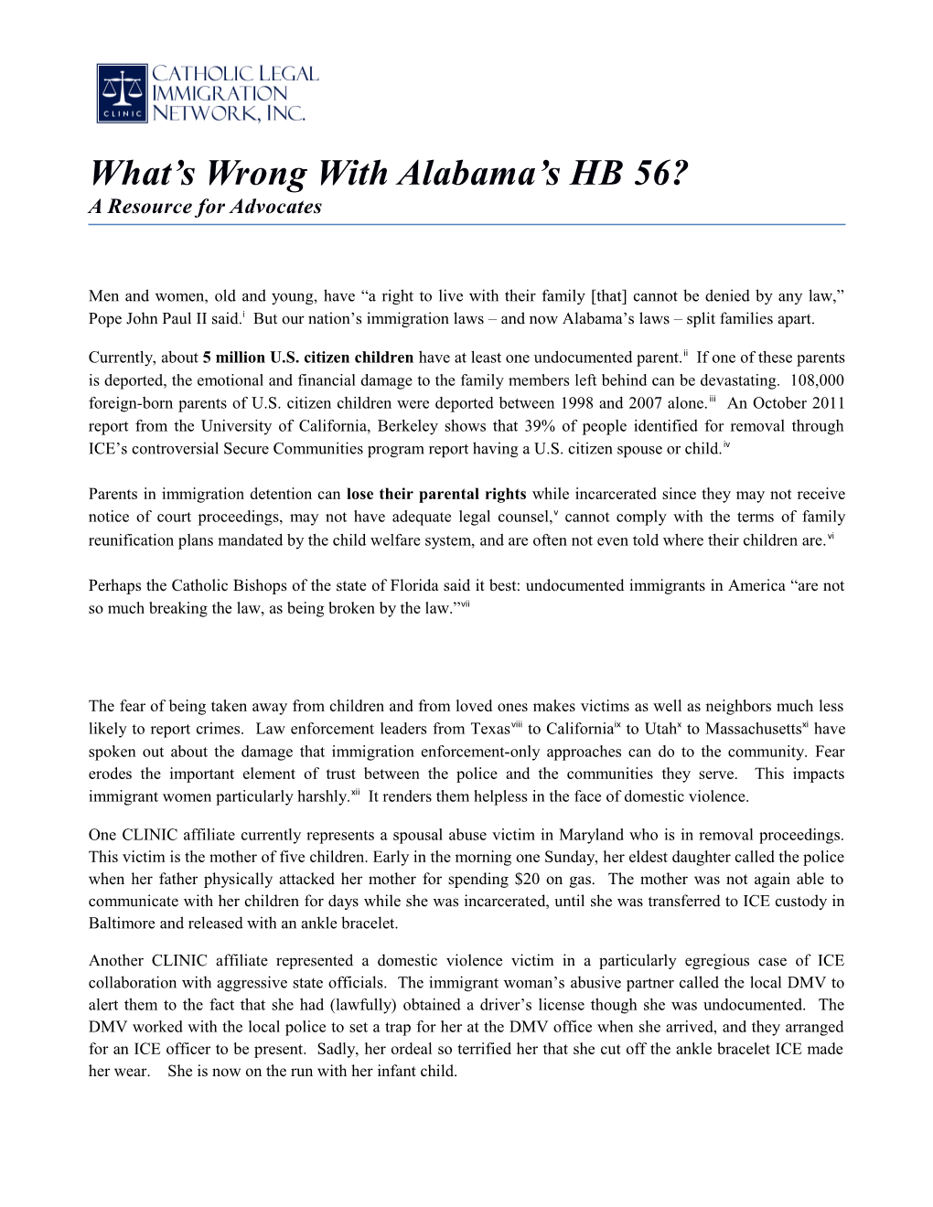 What S Wrong with Alabama S HB 56? a Resource for Advocates
