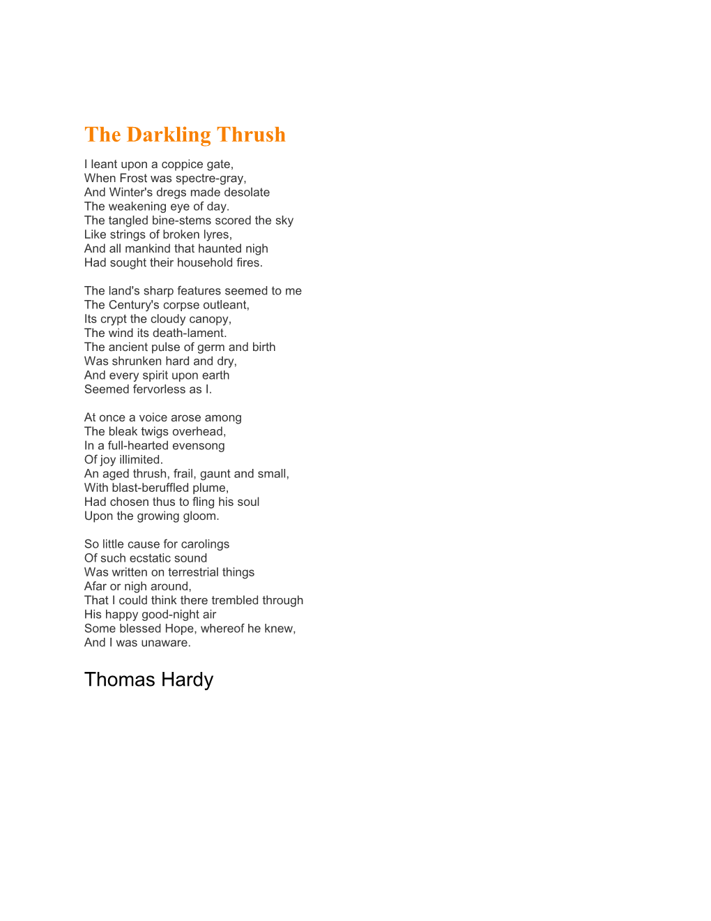 The Darkling Thrush