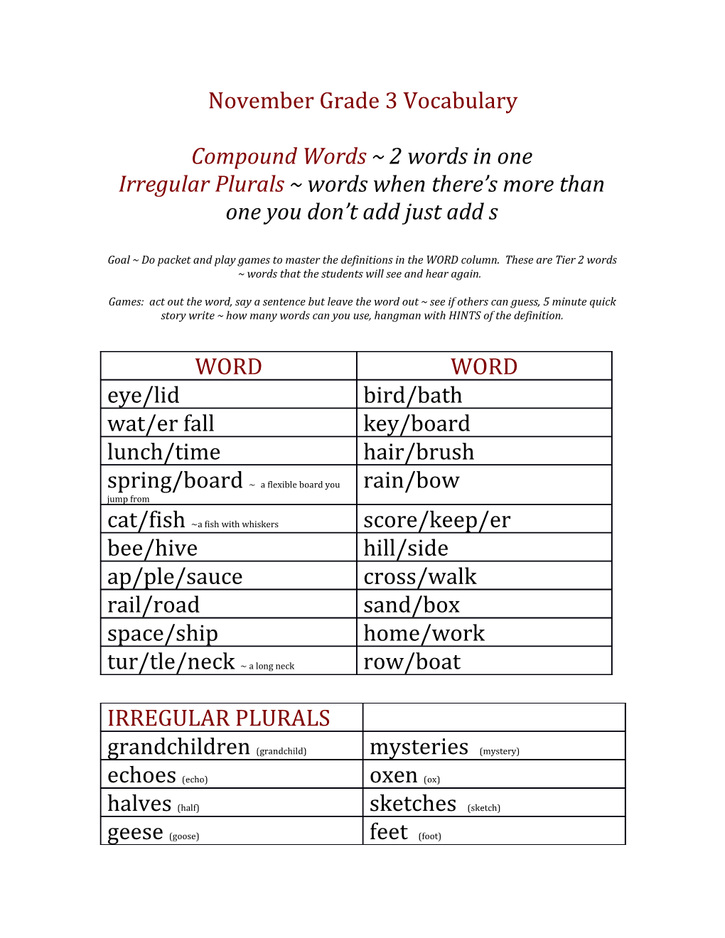 Compound Words 2 Words in One