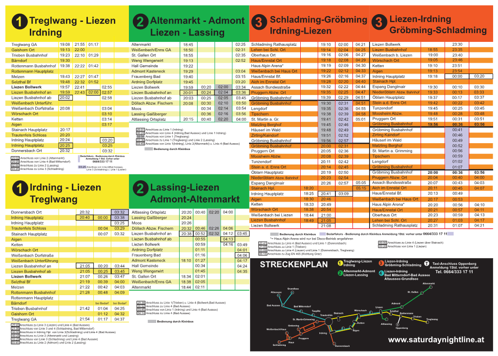 Treglwang - Liezen 2 Altenmarkt - Admont 3 Schladming-Gröbming 3 Liezen-Irdning Irdning Liezen - Lassing Irdning-Liezen Gröbming-Schladming