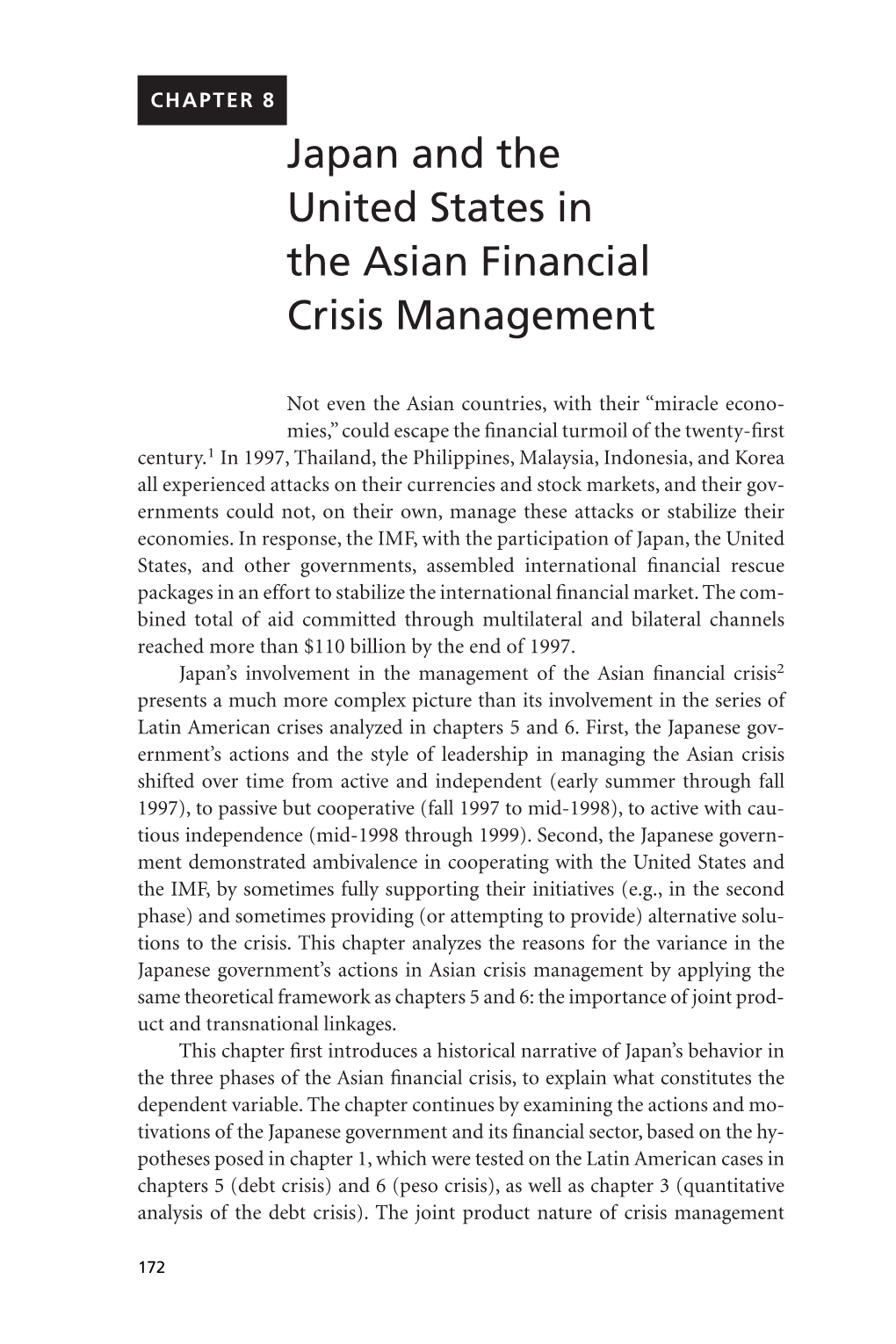 Japan and the United States in the Asian Financial Crisis Management