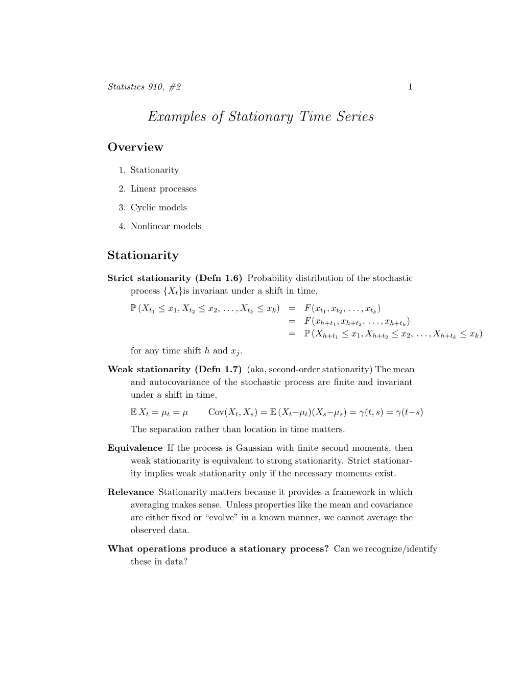 Examples of Stationary Time Series