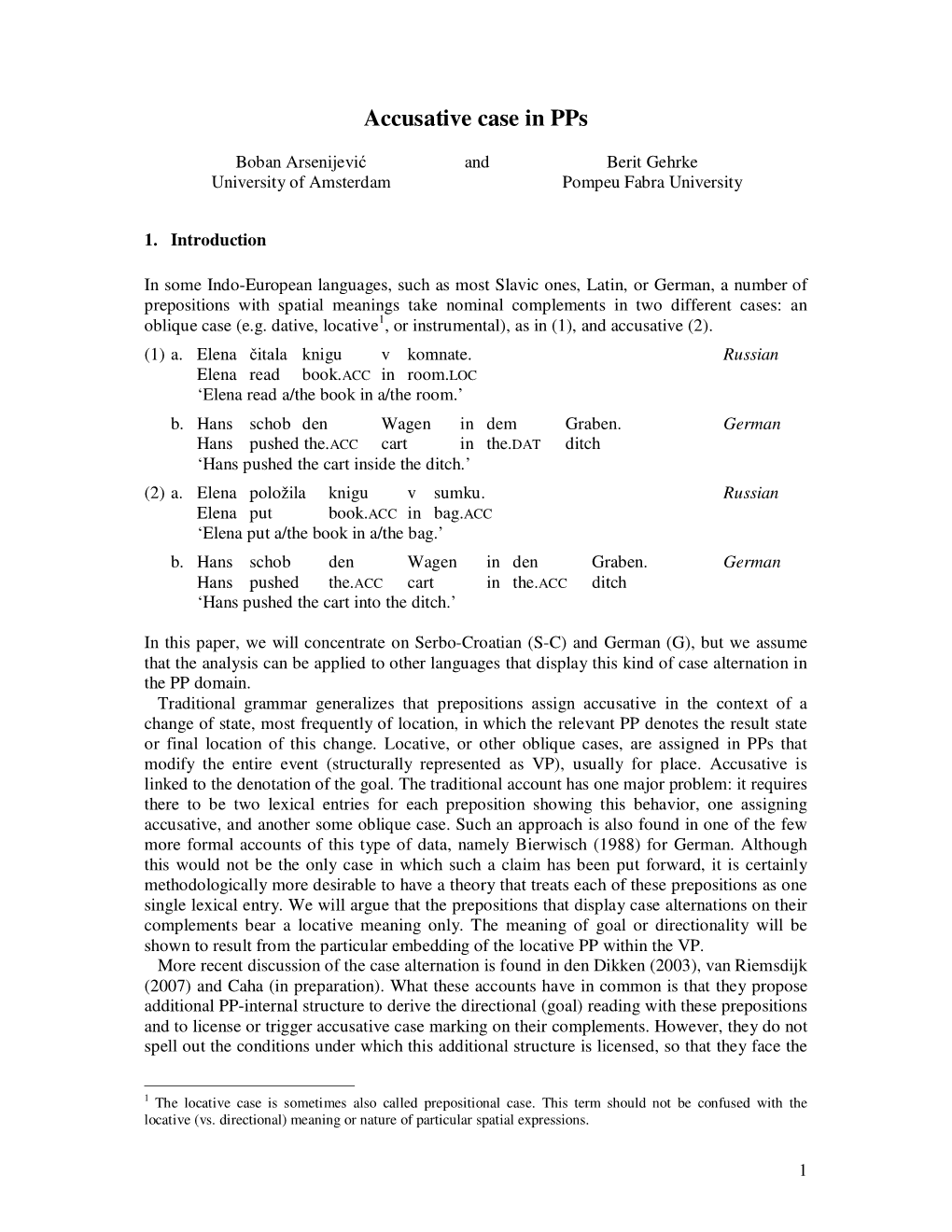 Accusative Case in Pps