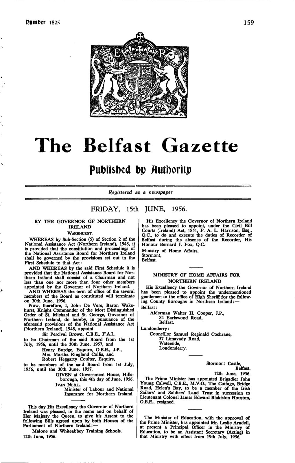 The Belfast Gazette, Issue 1825