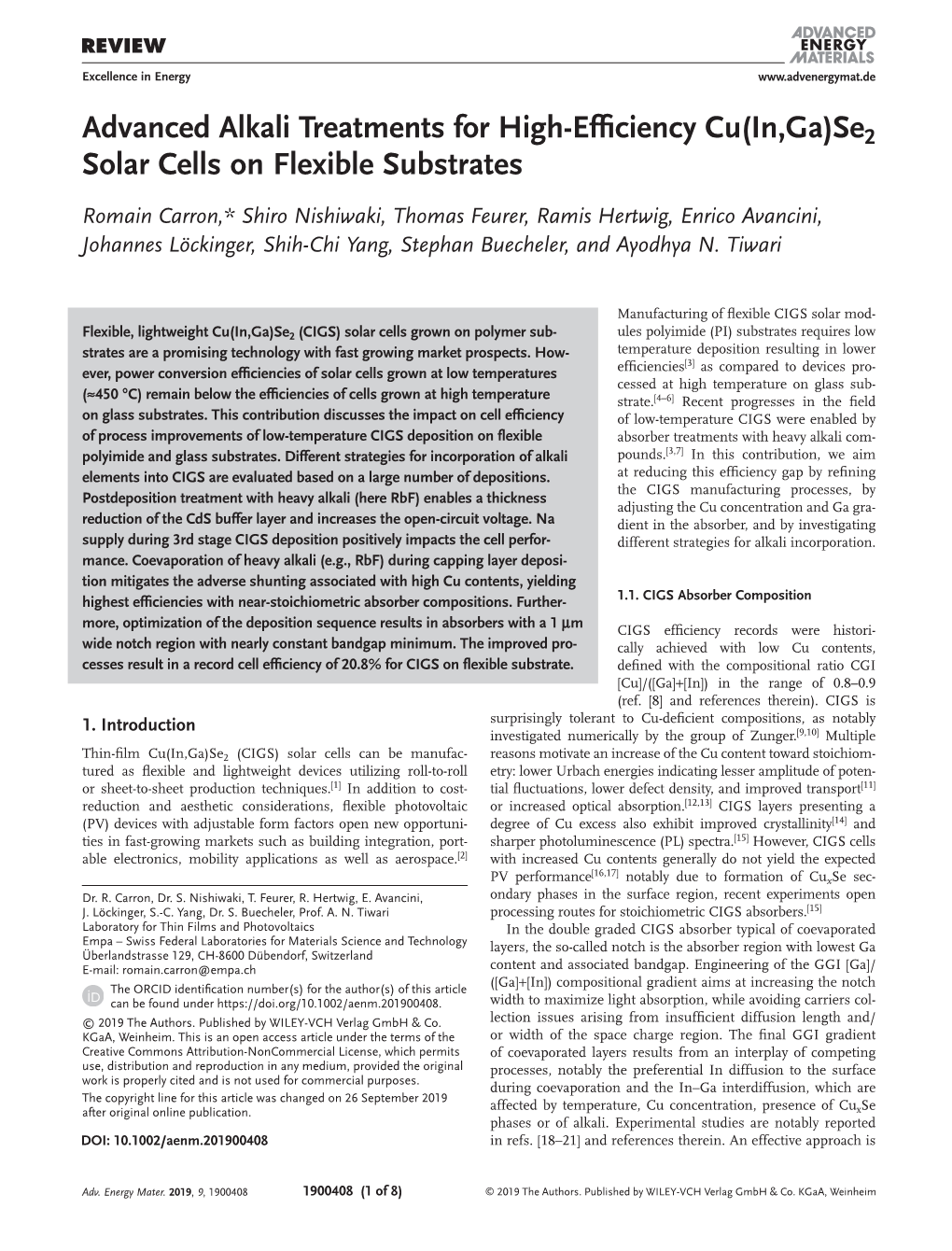 Se2 Solar Cells on Flexible Substrates