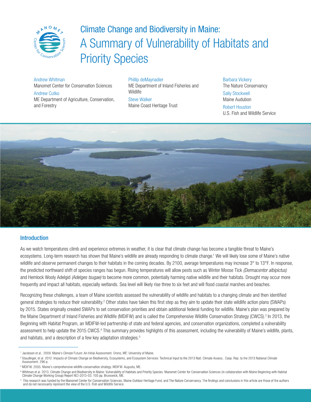 A Summary of Vulnerability of Habitats and Priority Species