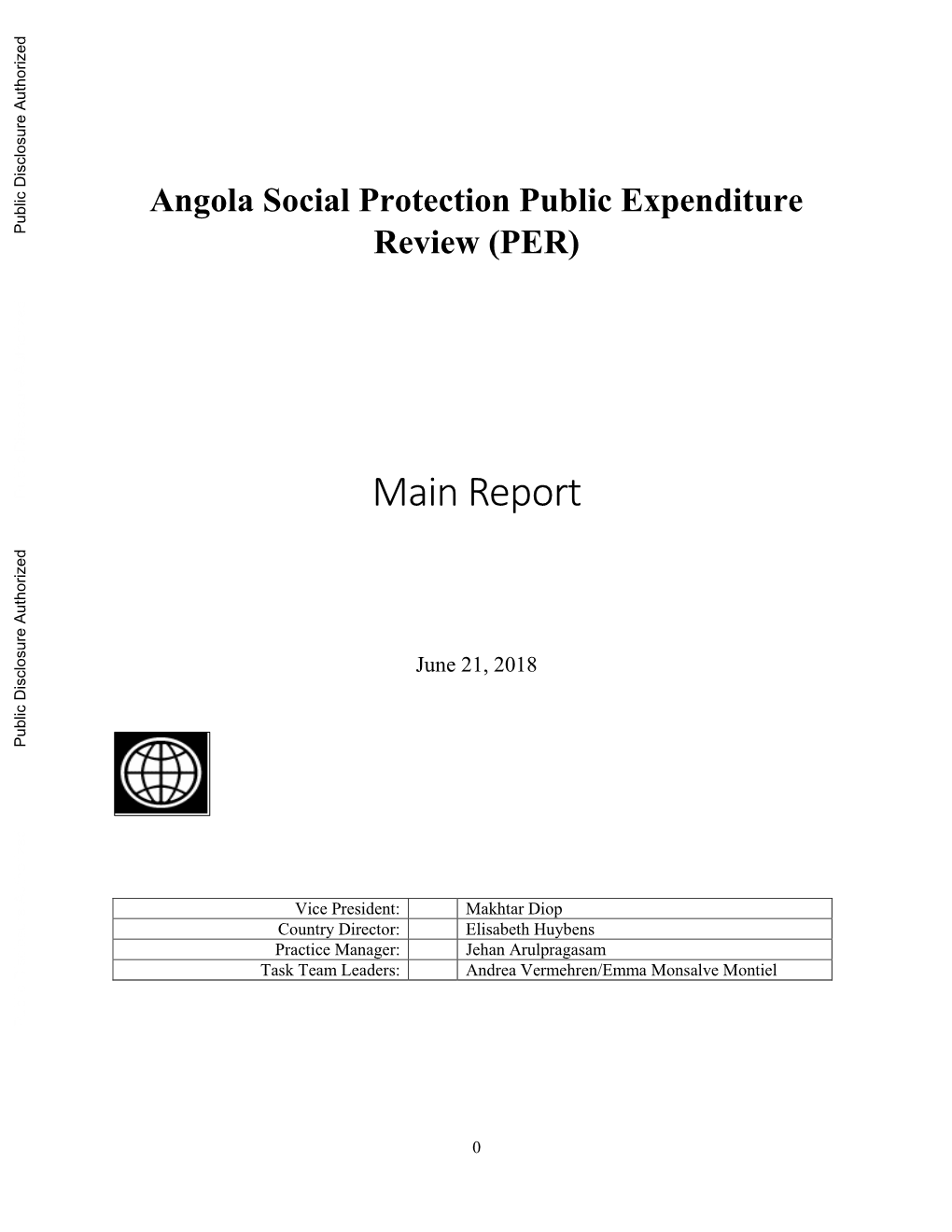 Angola Social Protection Public Expenditure Review (PER)