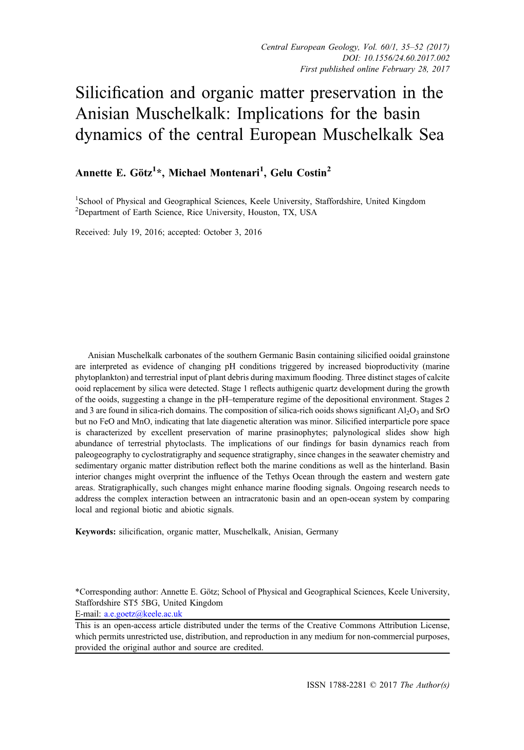 Silicification and Organic Matter Preservation In