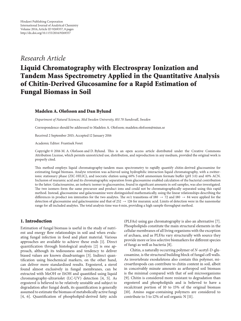 Liquid Chromatography with Electrospray Ionization And