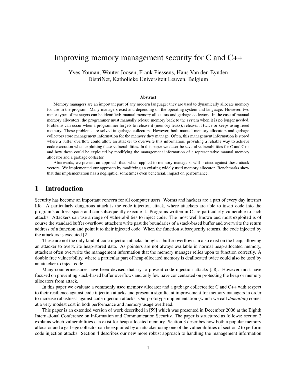 Improving Memory Management Security for C and C++