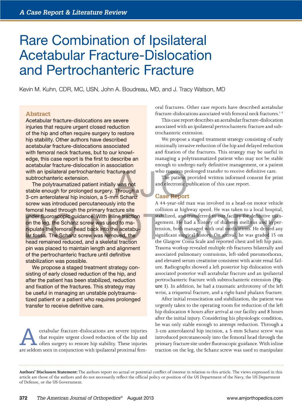 Rare Combination of Ipsilateral Acetabular Fracture-Dislocation and Pertrochanteric Fracture