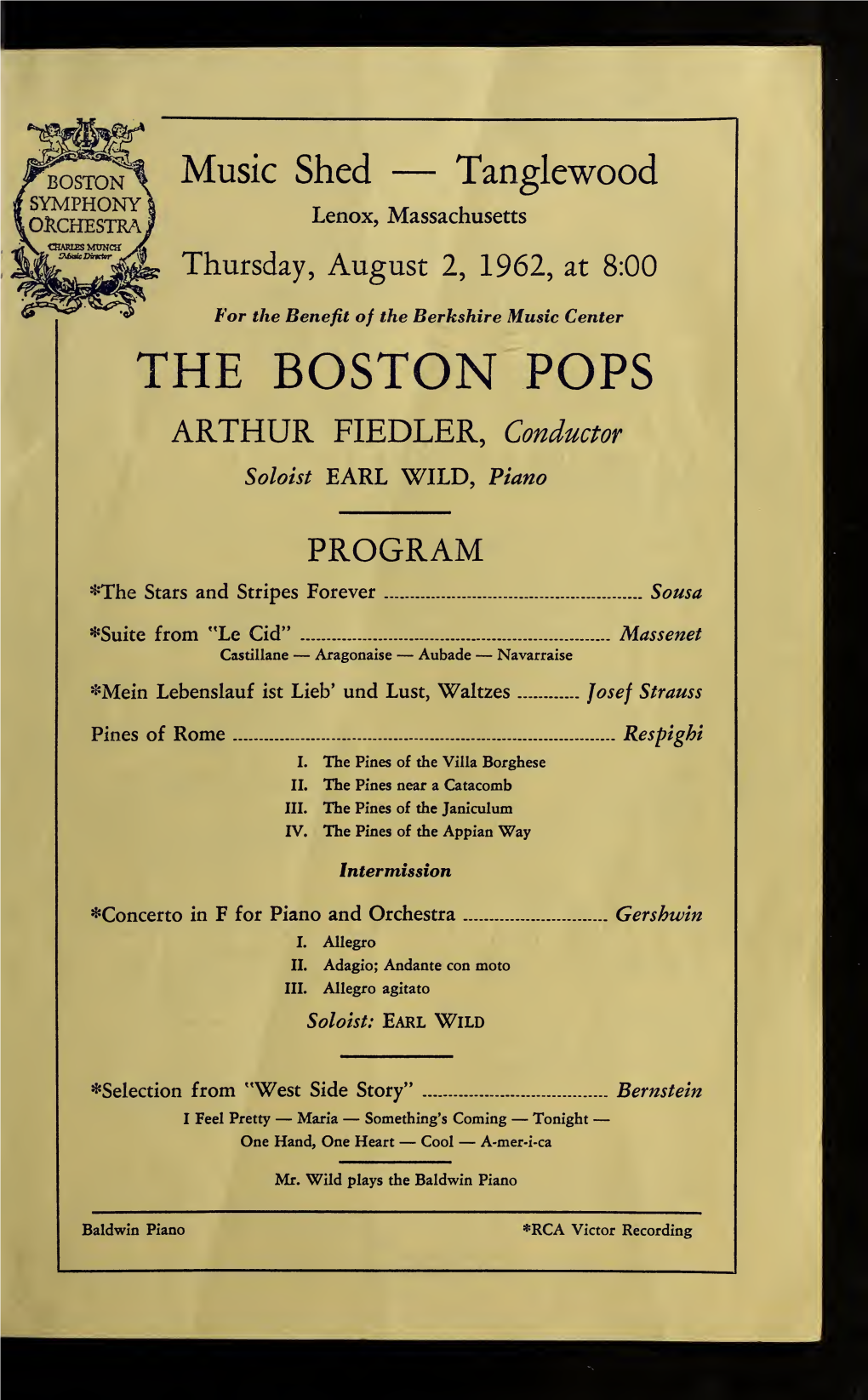 Boston Symphony Orchestra Concert Programs, Summer, 1961-1962