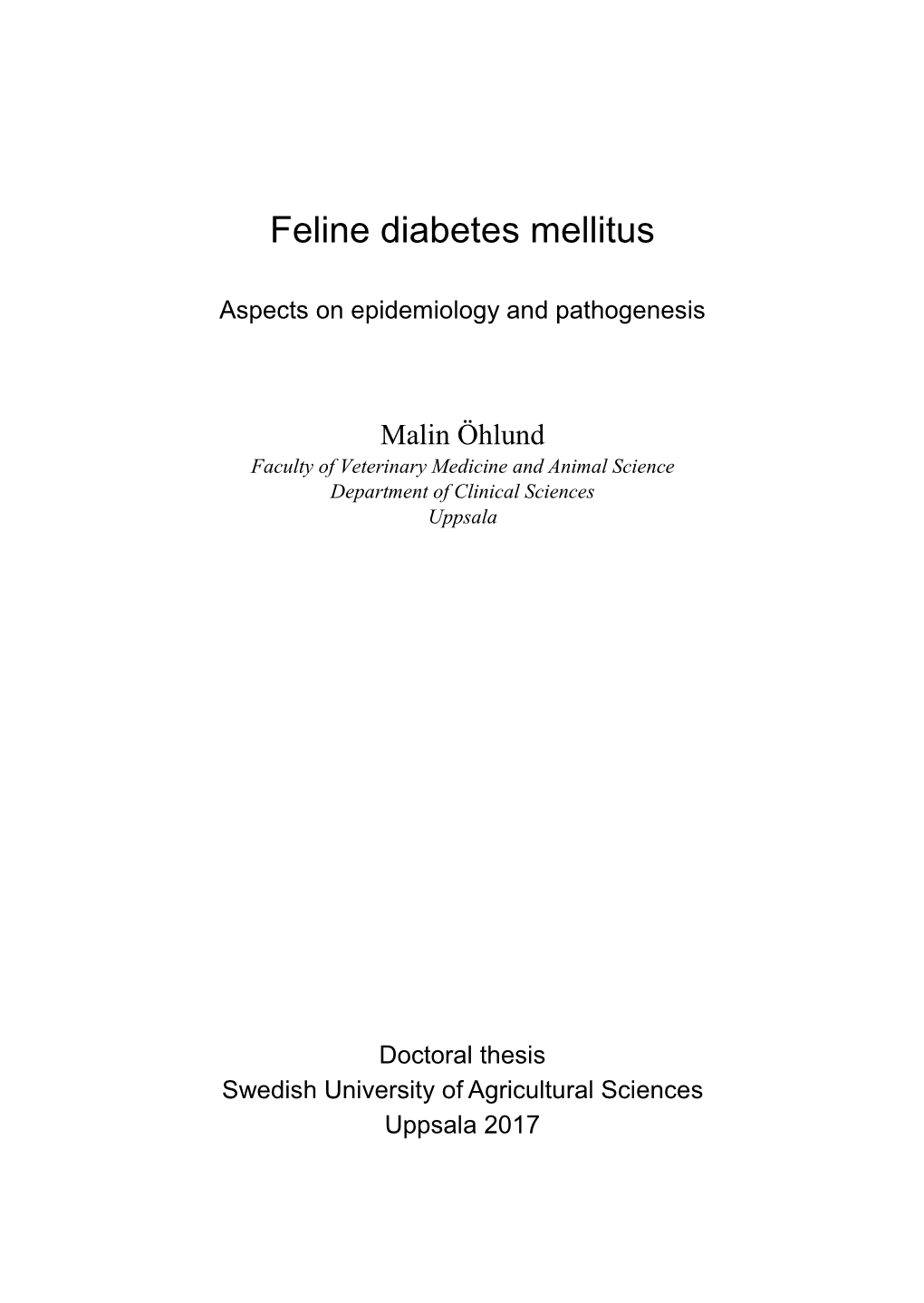 Feline Diabetes Mellitus