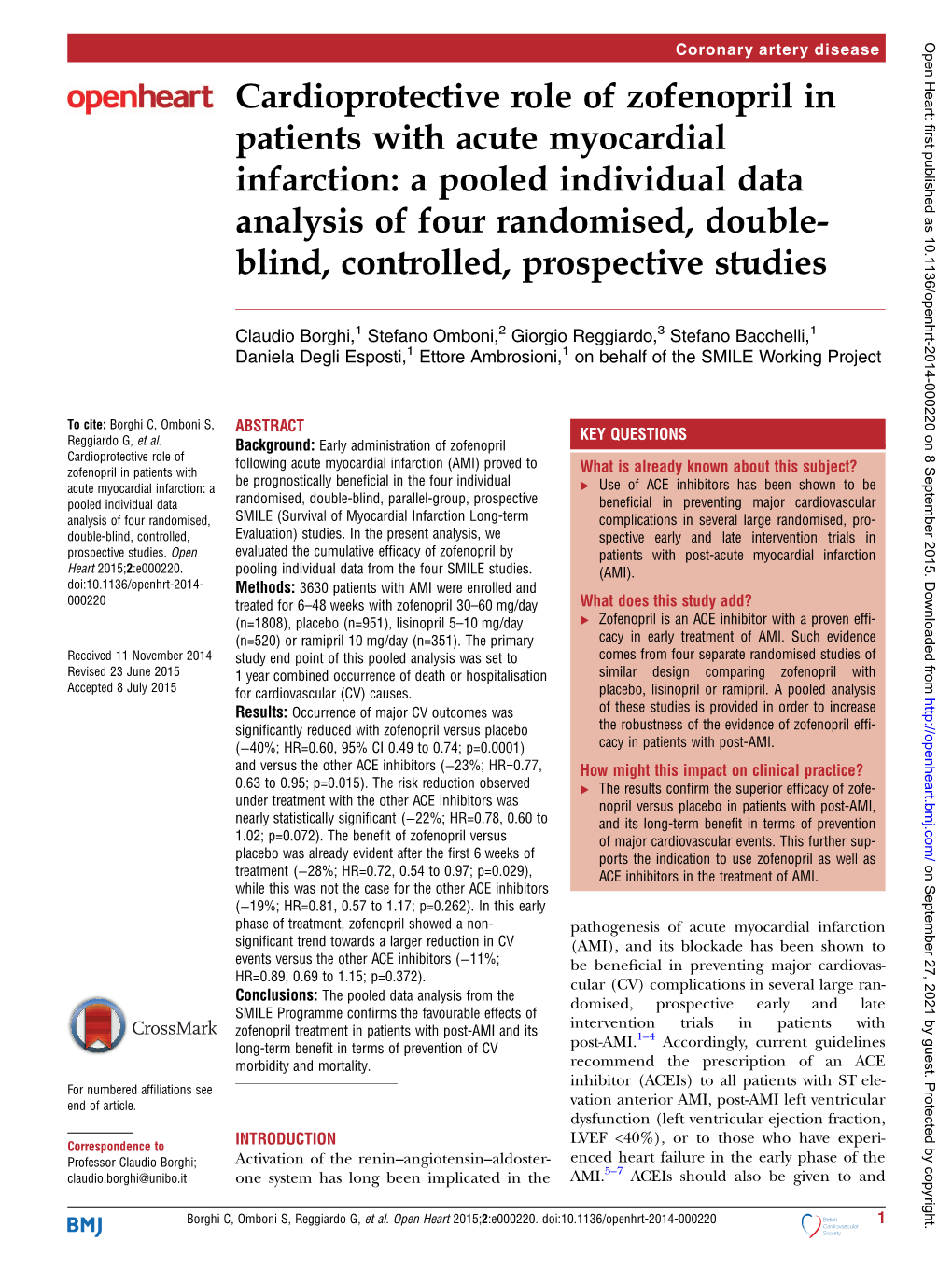 Cardioprotective Role of Zofenopril in Patients with Acute