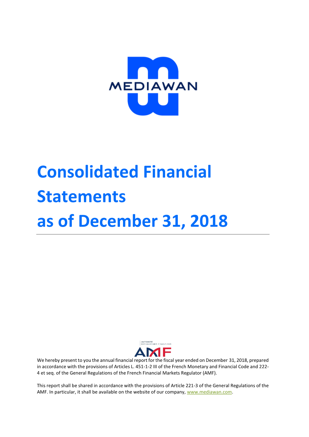 Consolidated Financial Statements As of December 31, 2018