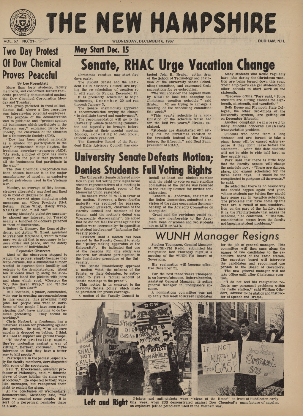 The New Hampshire, Vol. 57, No. 22 (Dec. 6, 1967)