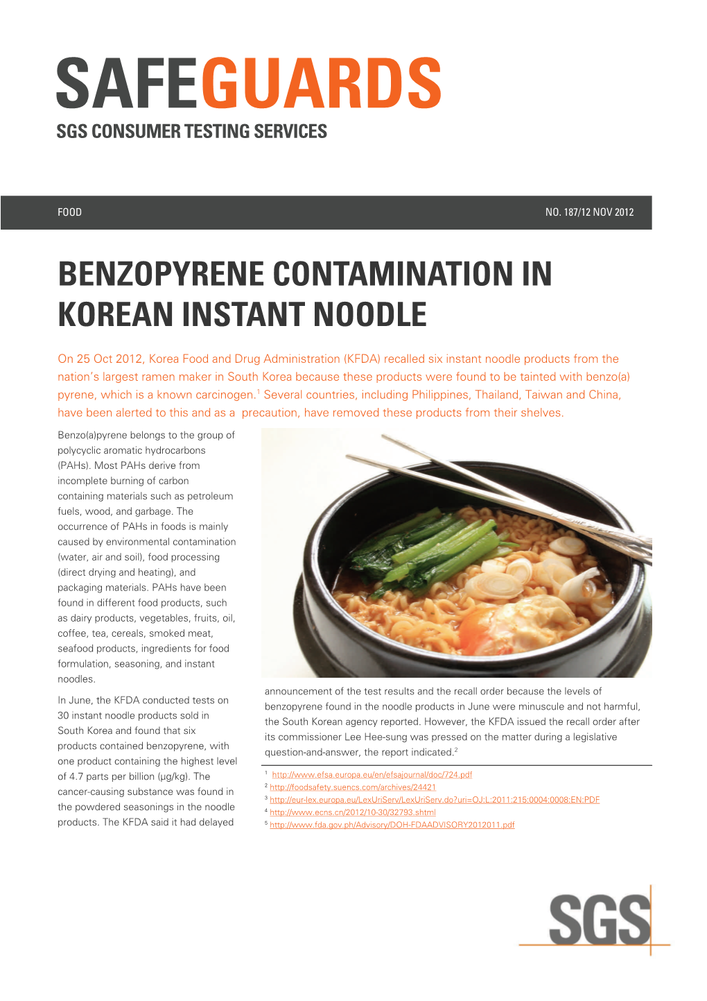 Safeguards Benzopyrene Contamination in Korean