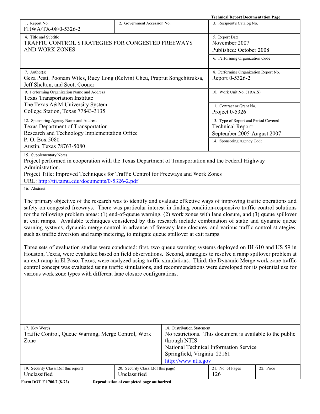 Traffic Control Strategies for Congested Freeways and Work Zones