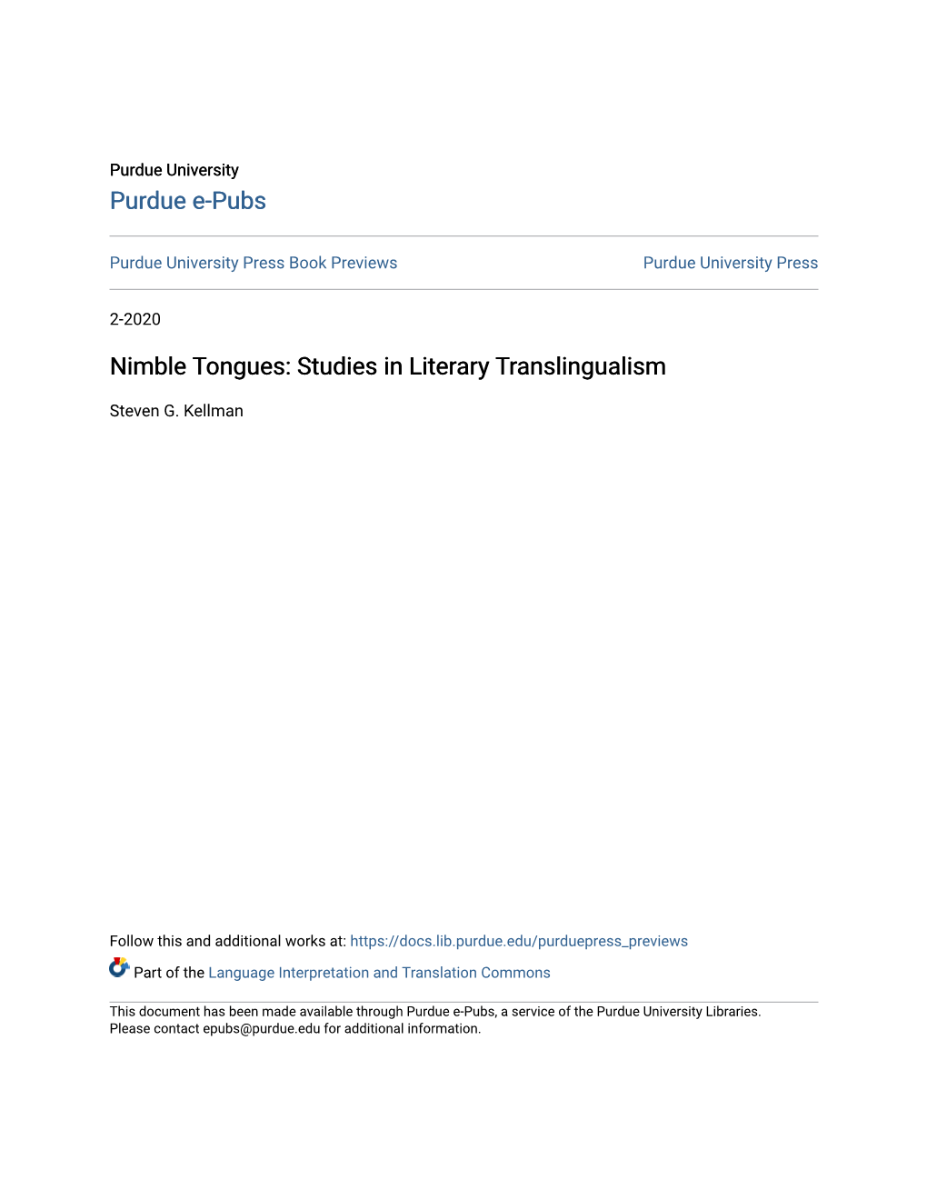 Nimble Tongues: Studies in Literary Translingualism