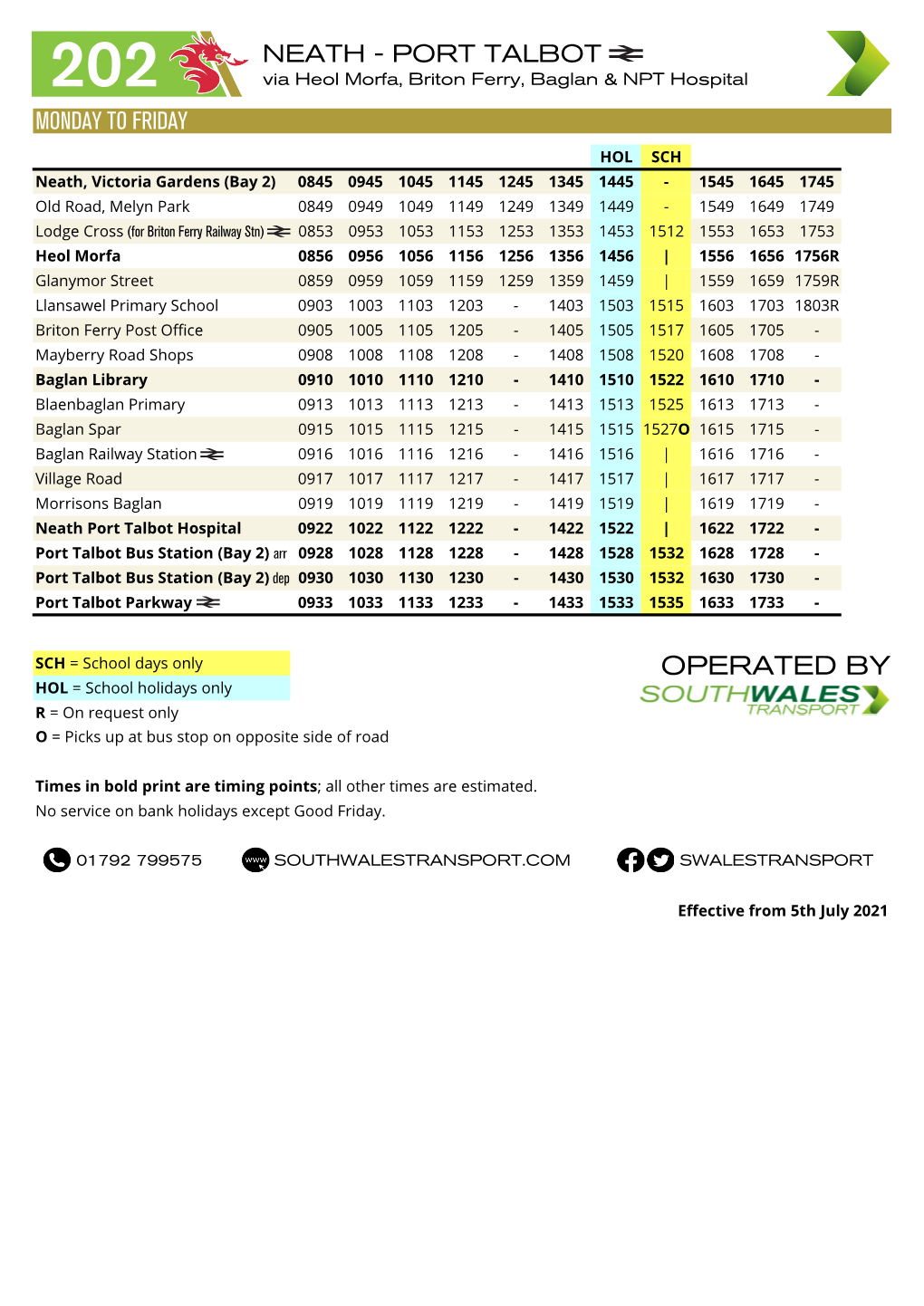 Revised Service 202 (Neath- Port Talbot)