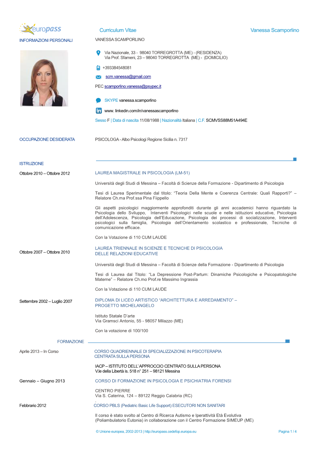 Curriculum Vitae Vanessa Scamporlino