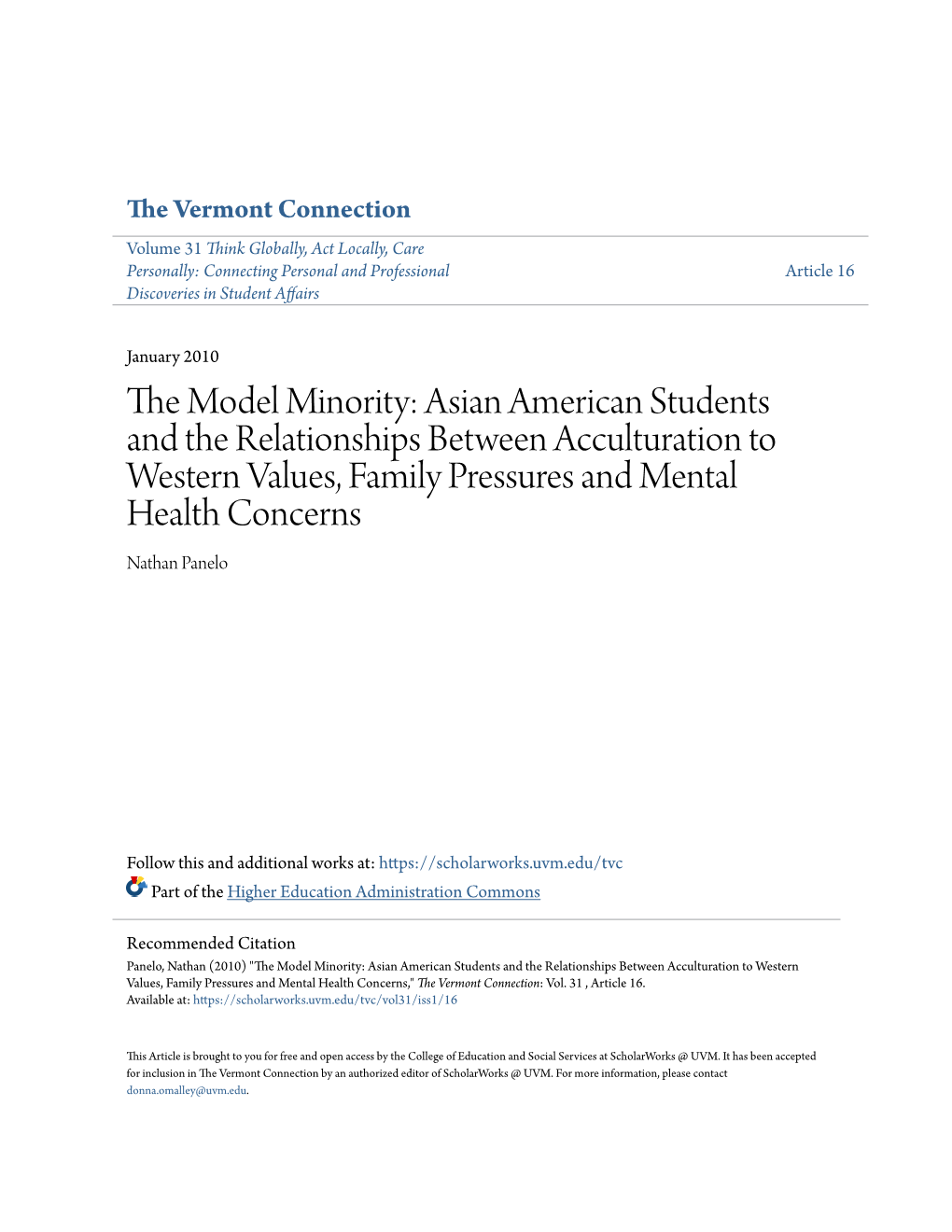 The Model Minority: Asian American Students and the Relationships