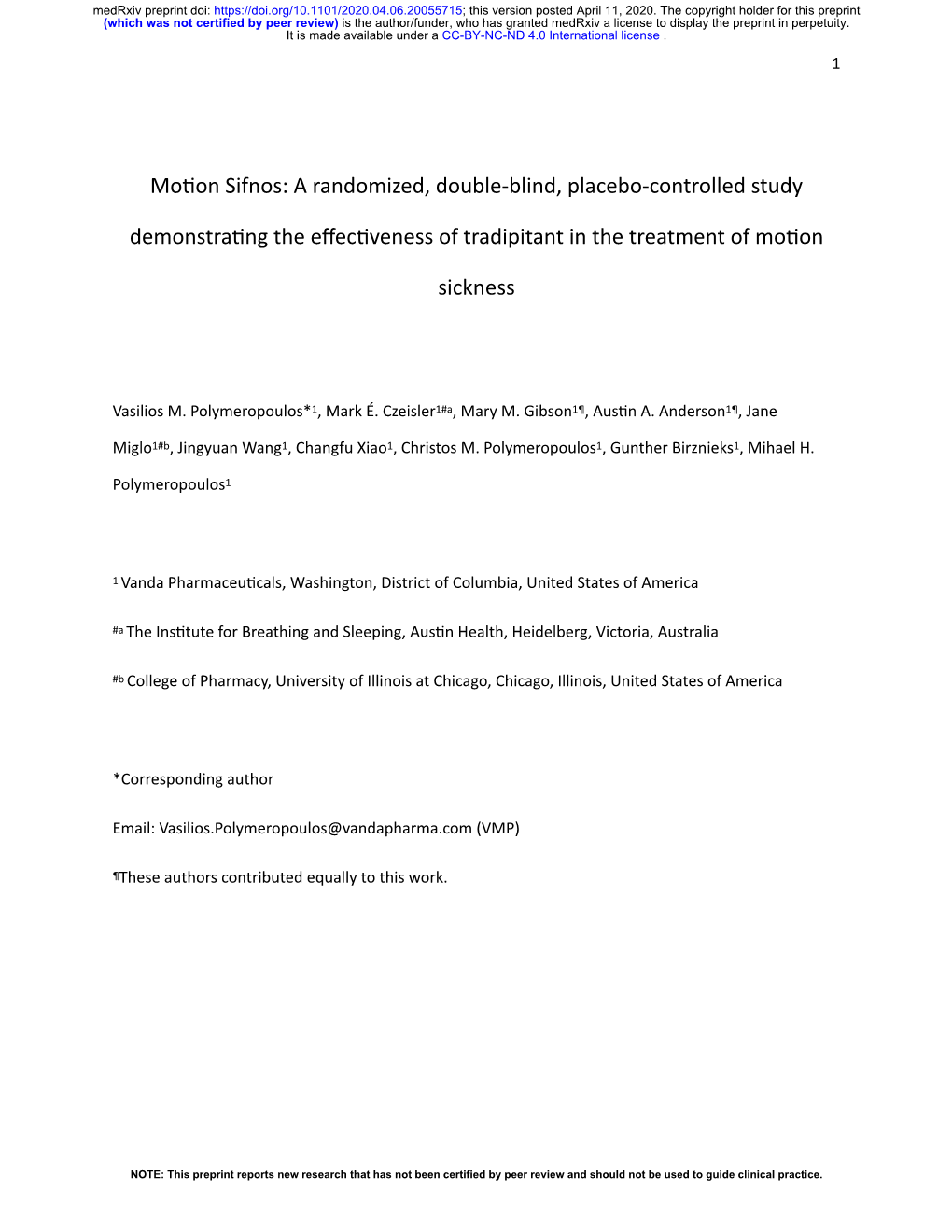 A Randomized, Double-Blind, Placebo-Controlled Study