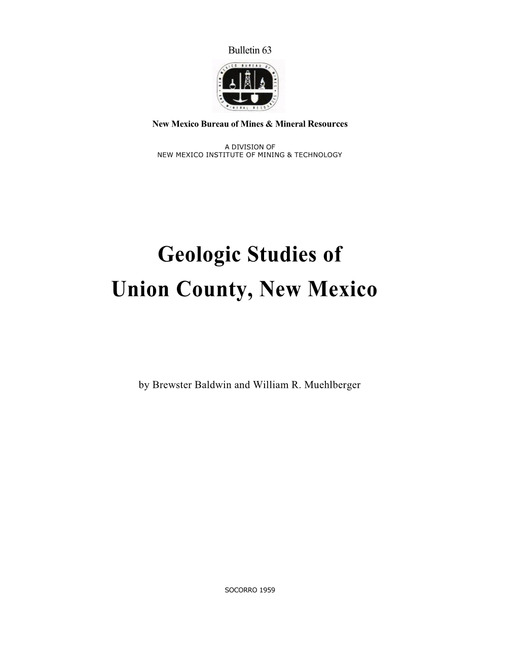 Geologic Studies of Union County, New Mexico