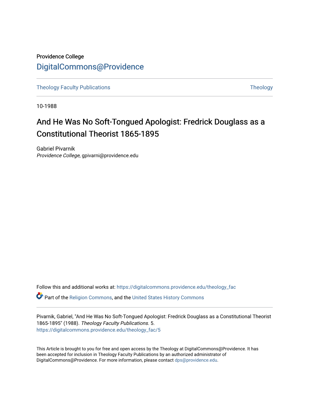 And He Was No Soft-Tongued Apologist: Fredrick Douglass As a Constitutional Theorist 1865-1895