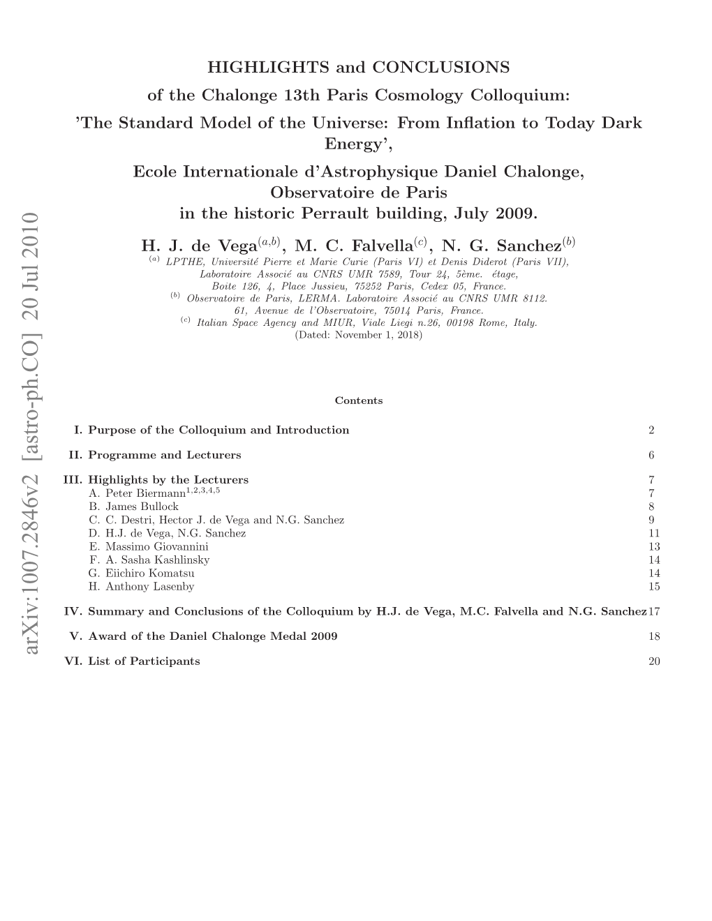 Highlights and Conclusions of the Chalonge 13Th Paris Cosmology