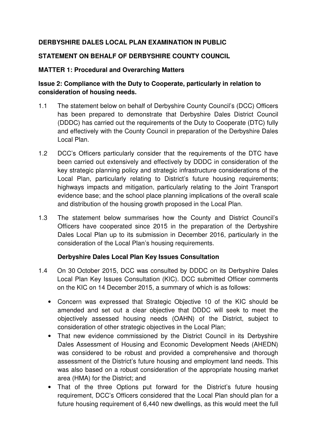 Derbyshire Dales Local Plan Examination in Public