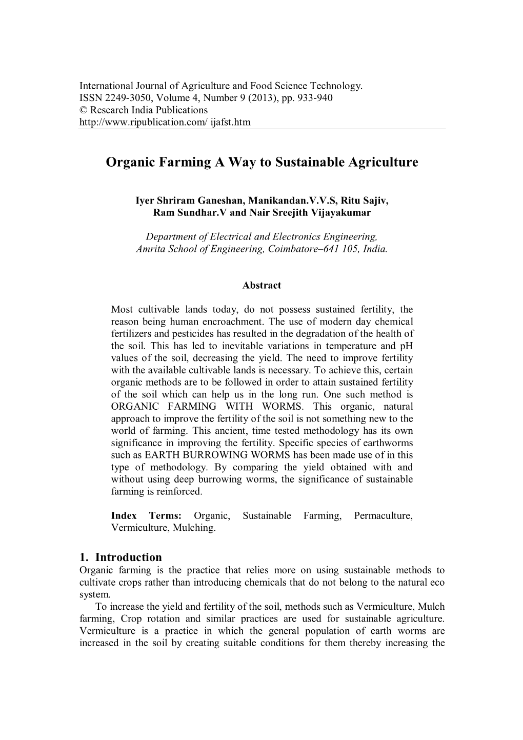 Organic Farming a Way to Sustainable Agriculture