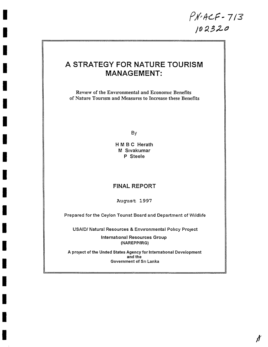 A Strategy for Nature Tourism Management