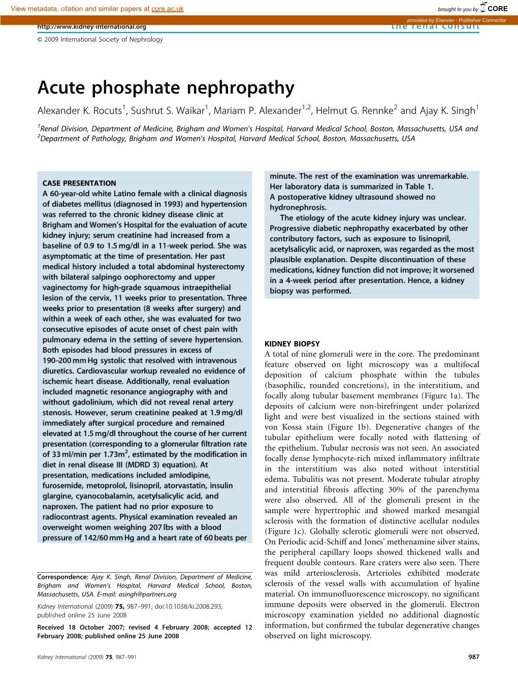 Acute Phosphate Nephropathy Alexander K