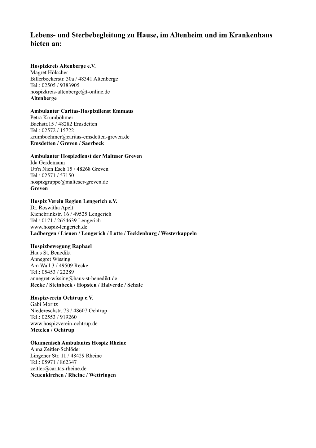 Liste Hospiz-Und Palliativvereine