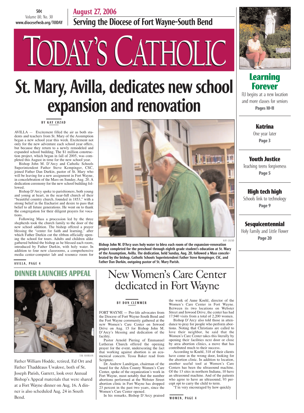 St. Mary, Avilla, Dedicates New School Expansion and Renovation