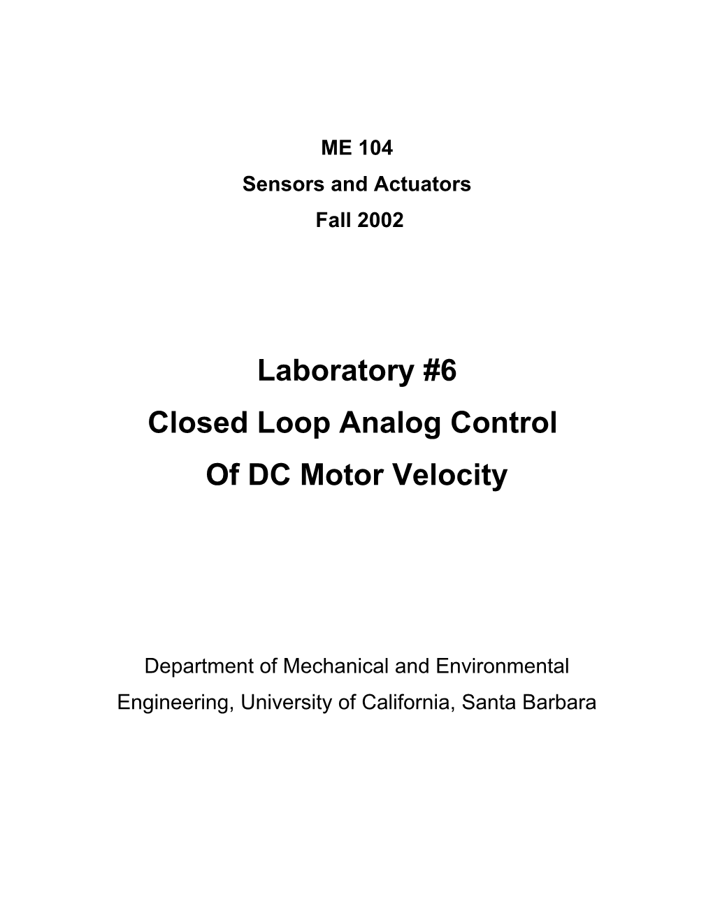 Closed Loop Analog Control