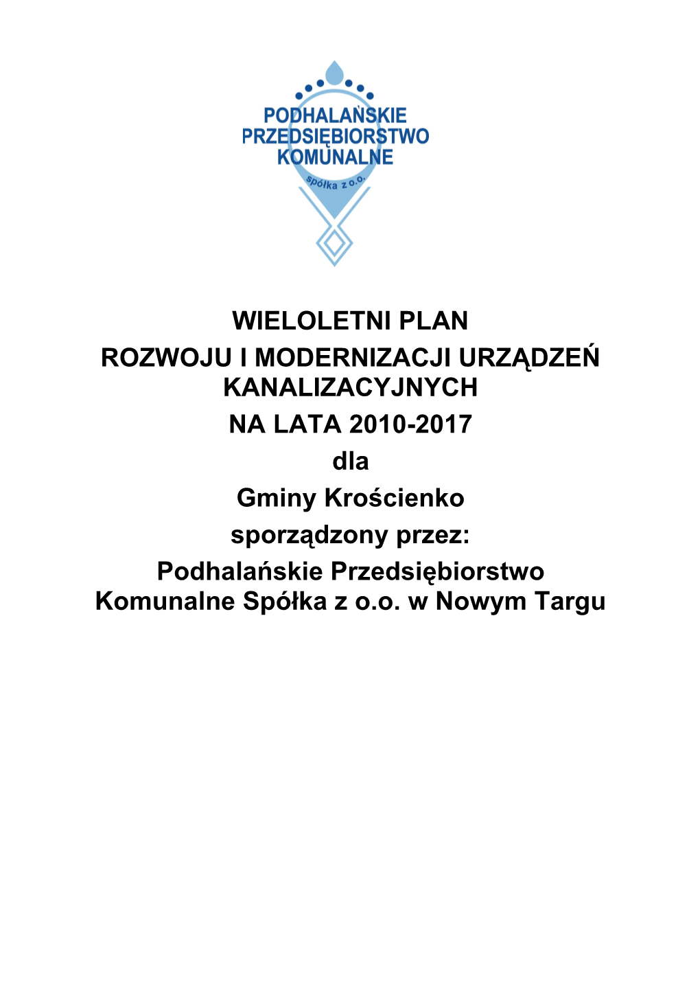 Wieloletni Plan Rozwoju I Modernizacji Urządzeń Kanalizacyjnych