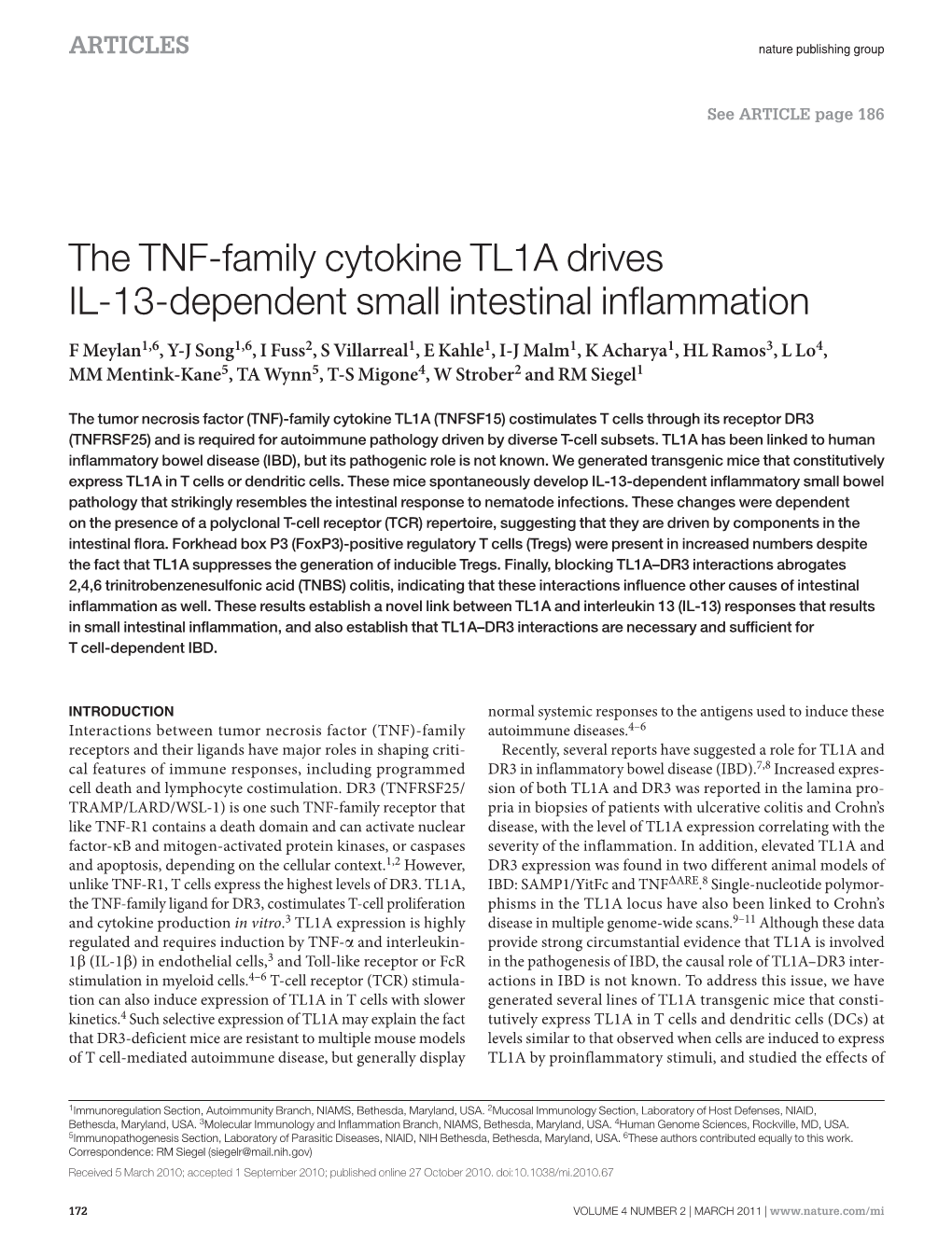 The TNF-Family Cytokine TL1A Drives IL-13-Dependent Small Intestinal Inflammation