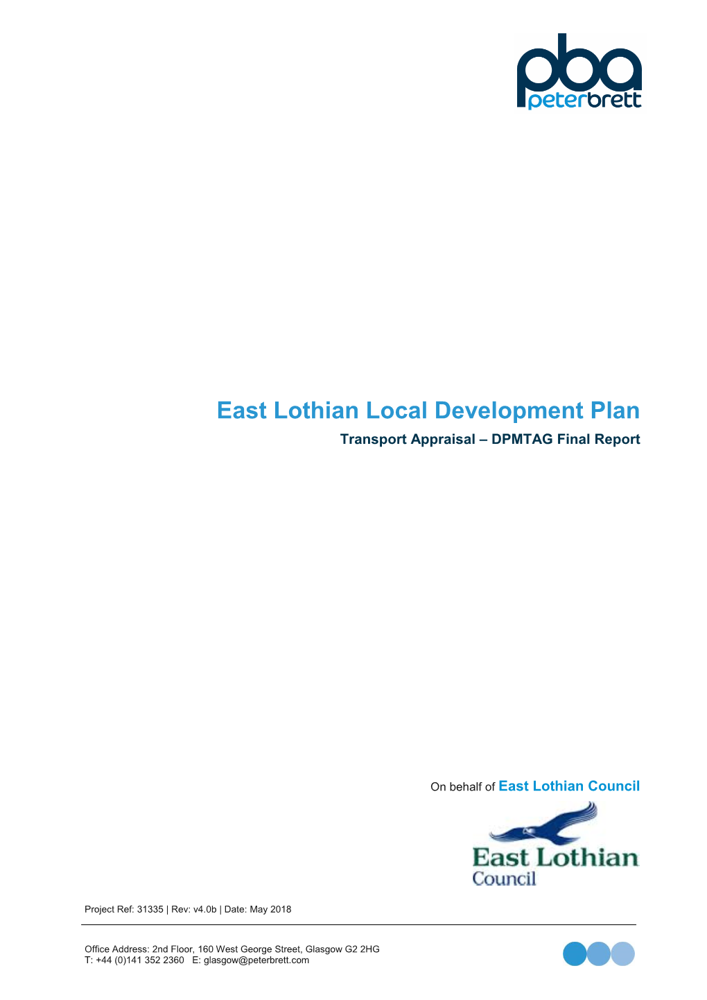 East Lothian Local Development Plan Transport Appraisal DPMTAG