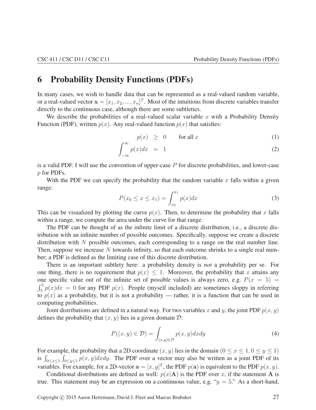 6 Probability Density Functions (Pdfs)