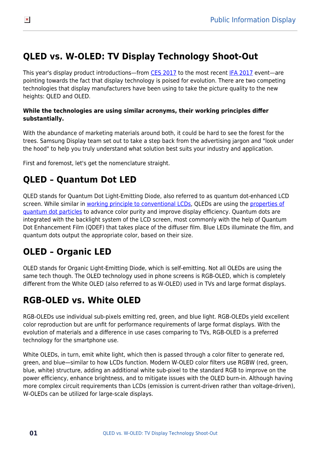 QLED Vs. W-OLED: TV Display Technology Shoot-Out