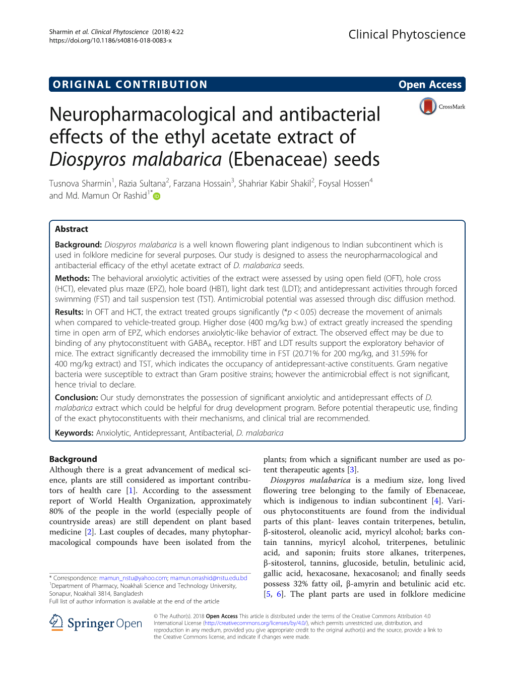 Neuropharmacological and Antibacterial
