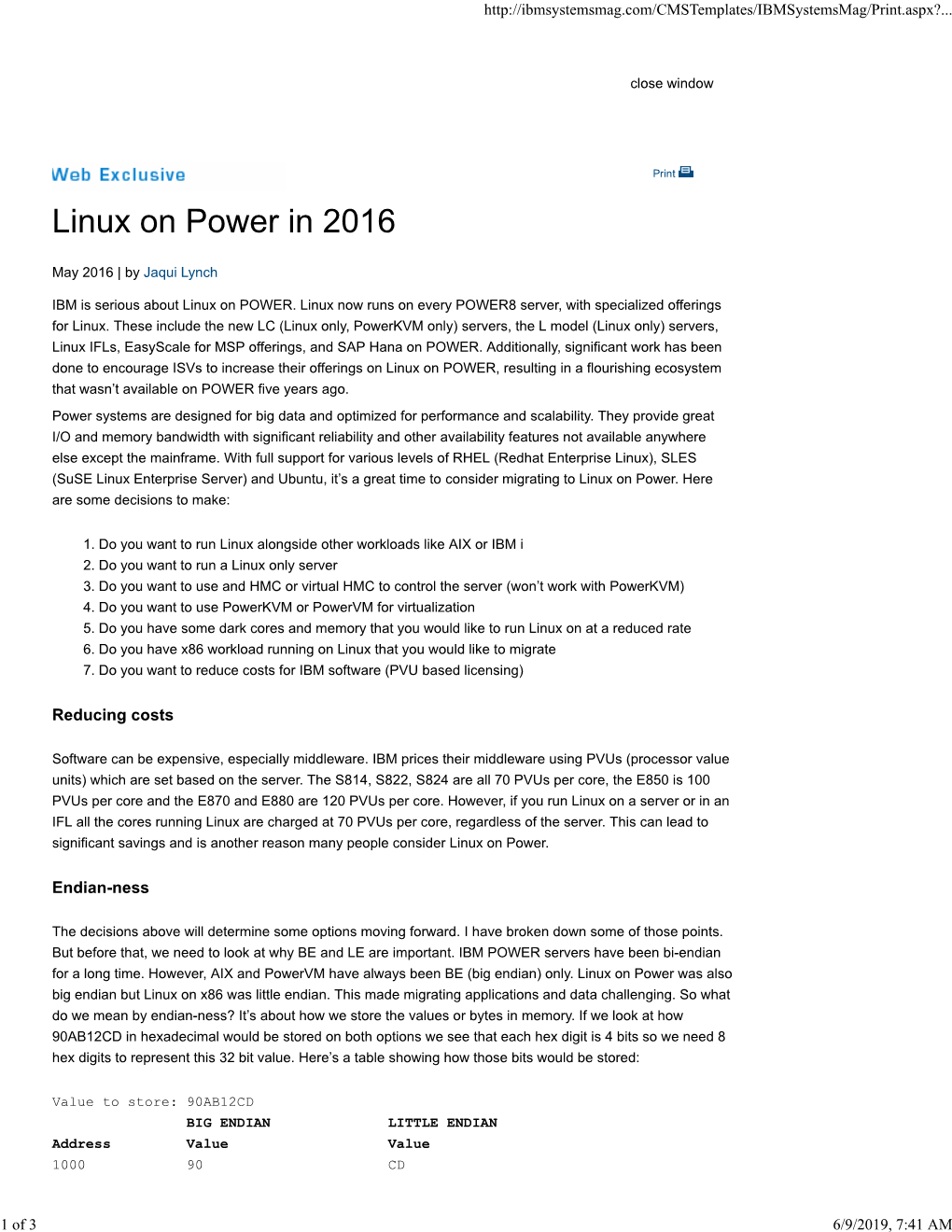 Linux on POWER