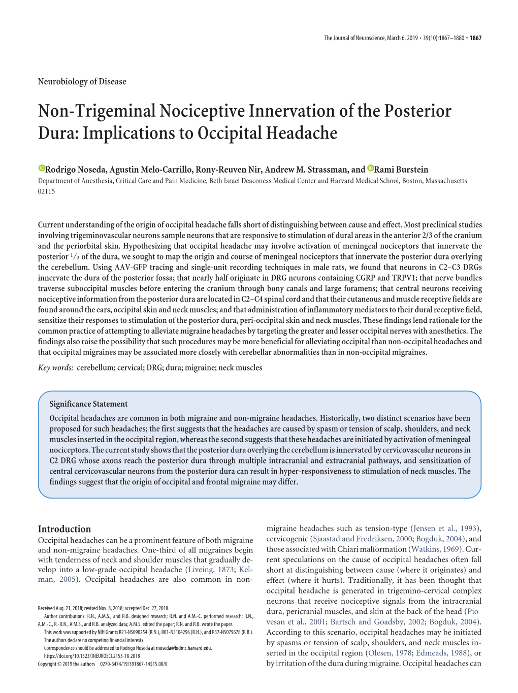 Implications to Occipital Headache