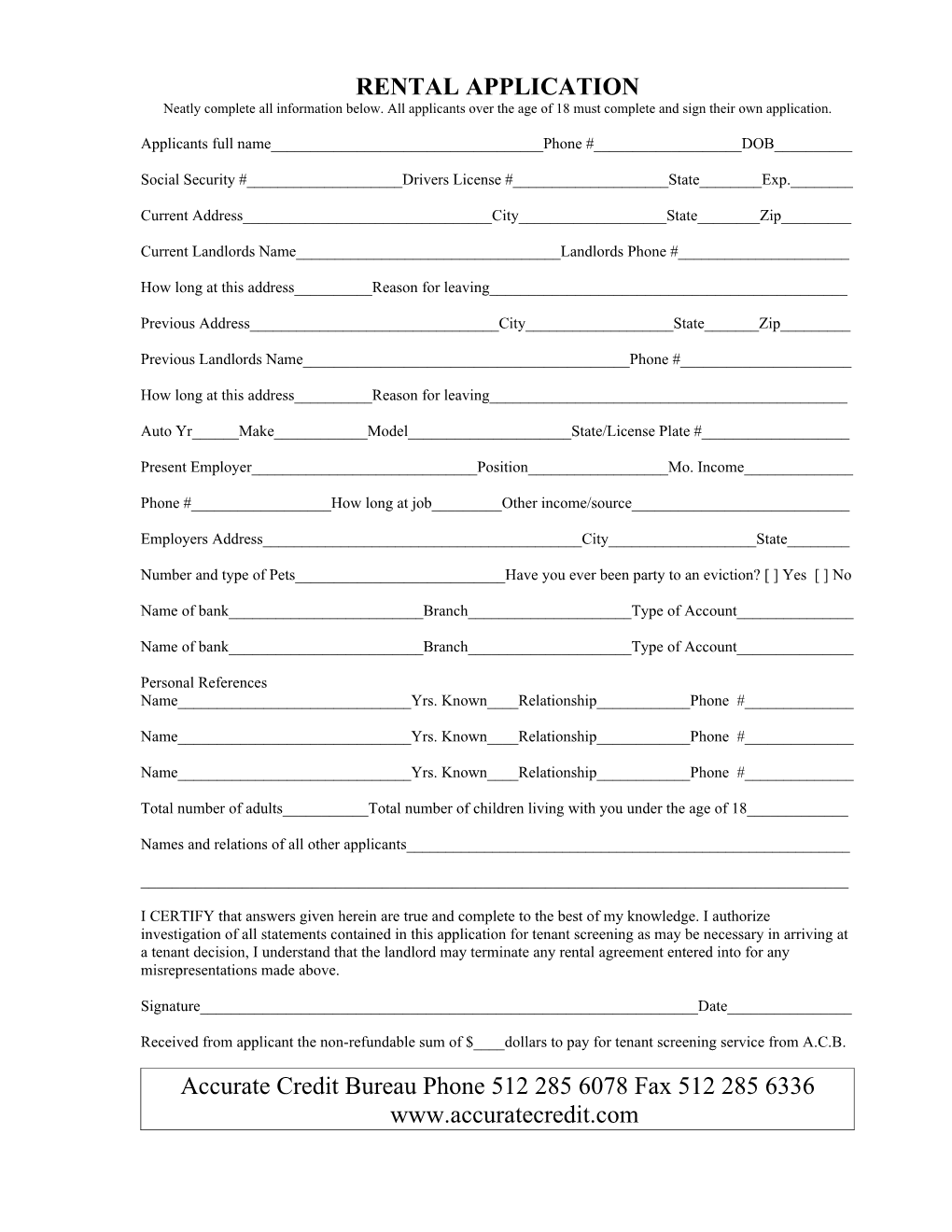 Rental Application