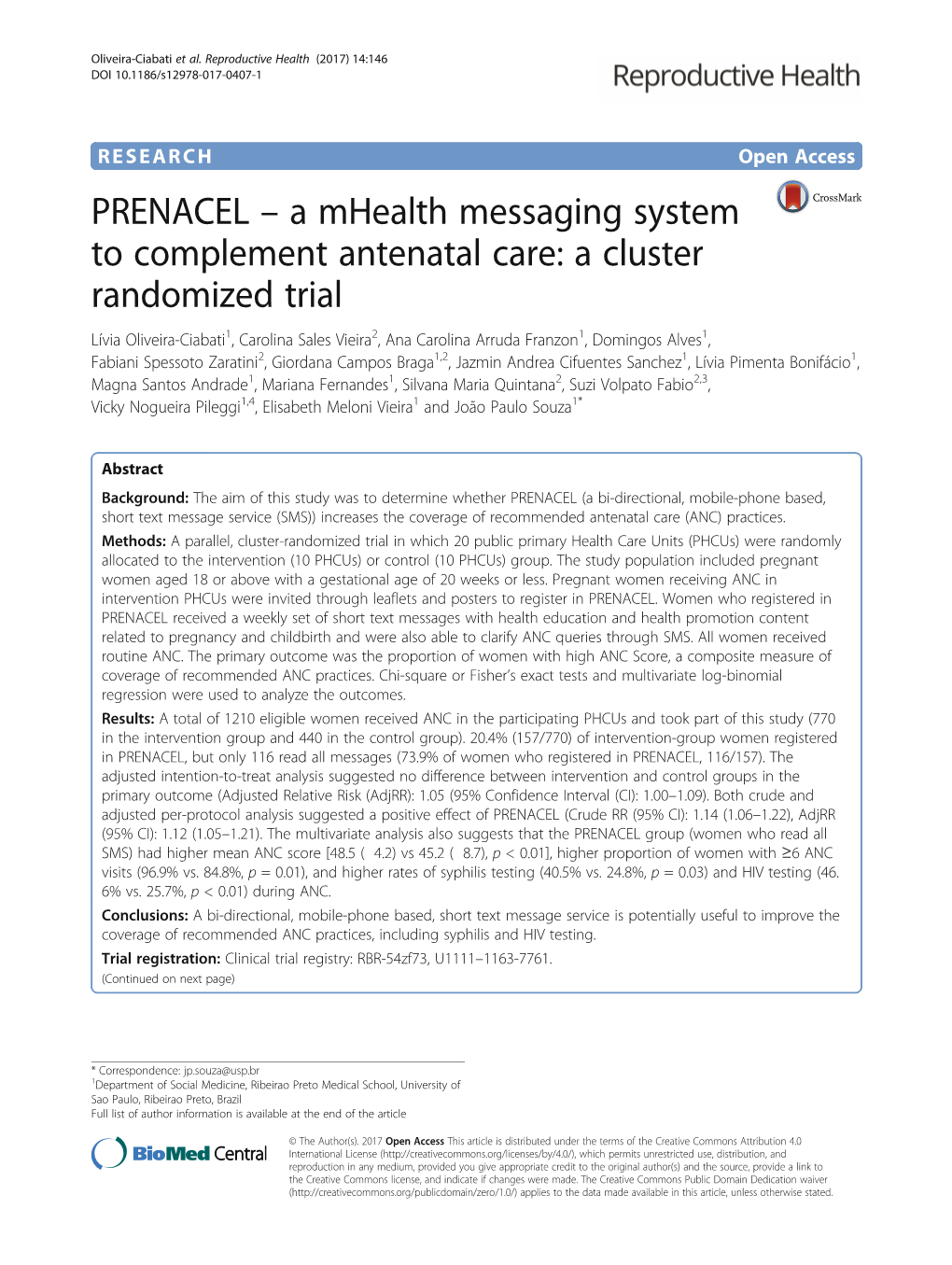 PRENACEL – a Mhealth Messaging System to Complement Antenatal Care