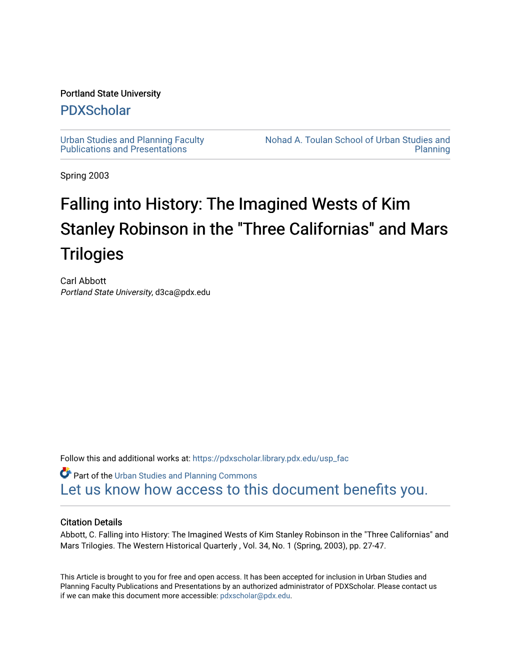 The Imagined Wests of Kim Stanley Robinson in the 